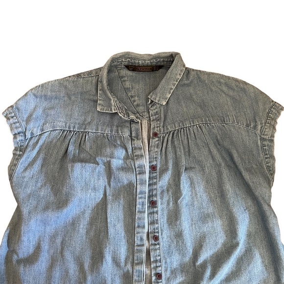 ZARA Trafaluc Women Jeans Blue Spring Short Sleeve Blouse (Size XS) - Picture 3 of 6
